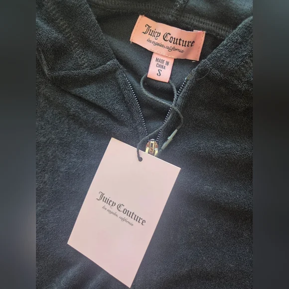 NWT Juicy Couture Women’s Bling Towel Terry Shortie Set, Black / Licorice, Small - Picture 2 of 4